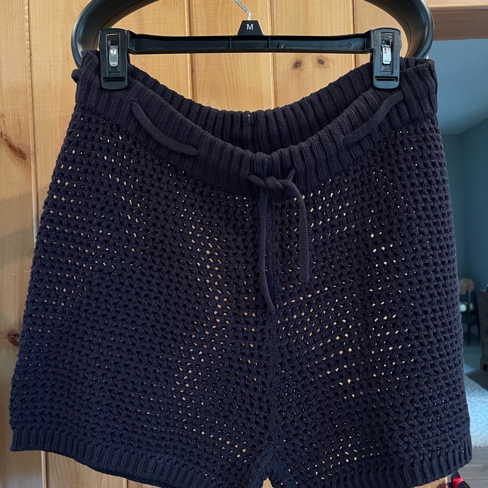 Women’s black crochet style shorts